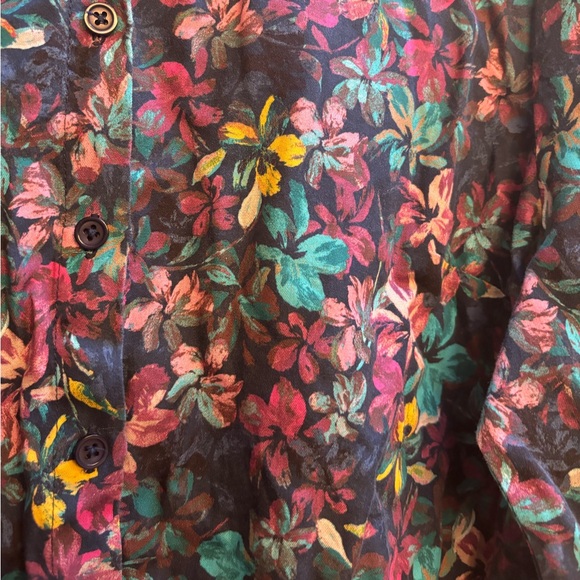 Kut From The Kloth Womens Top  Floral Button Up Blouse Long Sleeve Azariah Sz XL - Picture 5 of 5